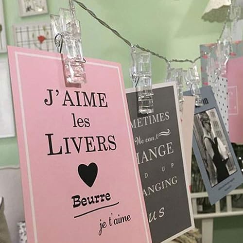 Miniatura 6 de Dopheuor Cadena de luces LED con clip de fotos, cadena de luces LED para colgar fotos, fotos, funciona con pilas para regalos, patio, Navidad,