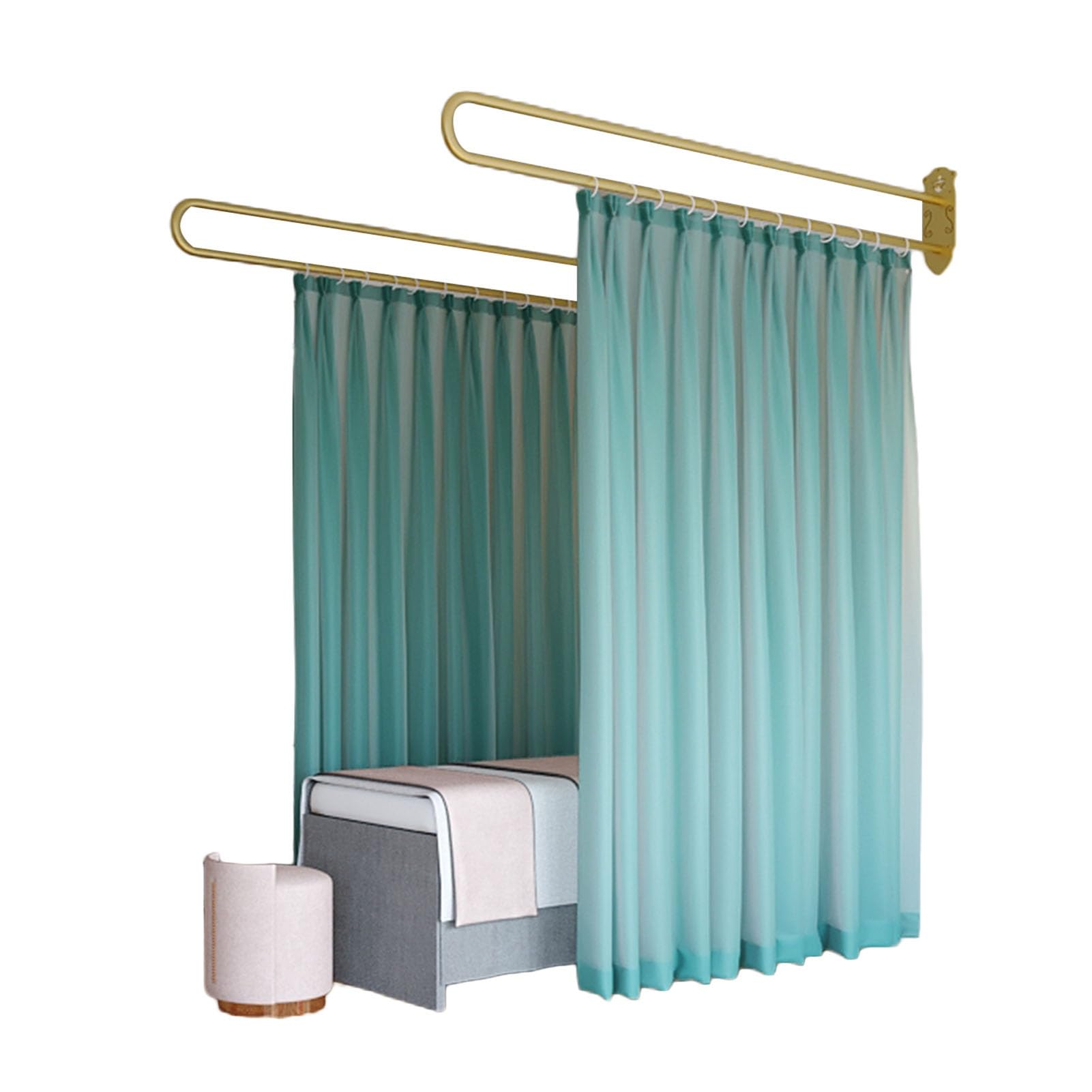 WQPMNYG Beauty Salon Divider Curtain 2.2m UShaped Support Rod SemiTransparent Room Divider for Living Room & Dining Room Complete Curtain & Support Rod Set