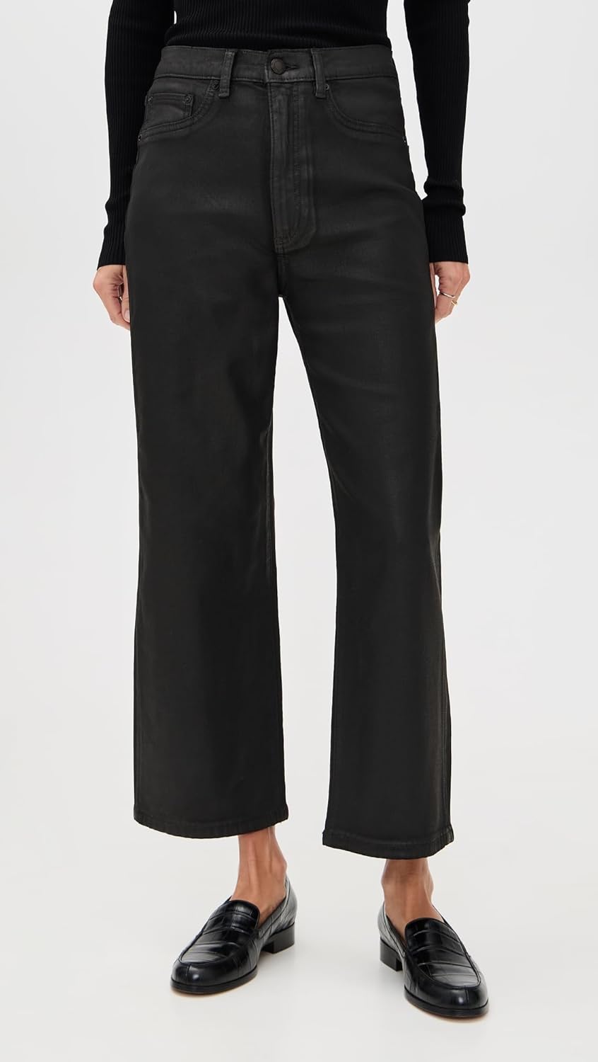 DL1961 Women's Karmine Refined Wide Leg Petite High Rise Coated Jeans - Image 2