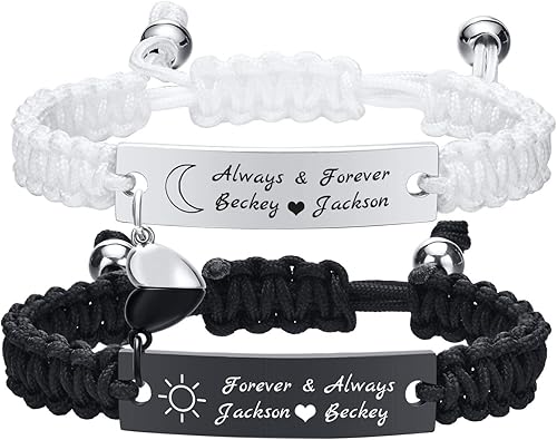 MEALGUET Pulsera personalizada para él pulsera trenzada hecha a mano con nombre grabado, regalo para novio, marido, papá, regalo personalizado para