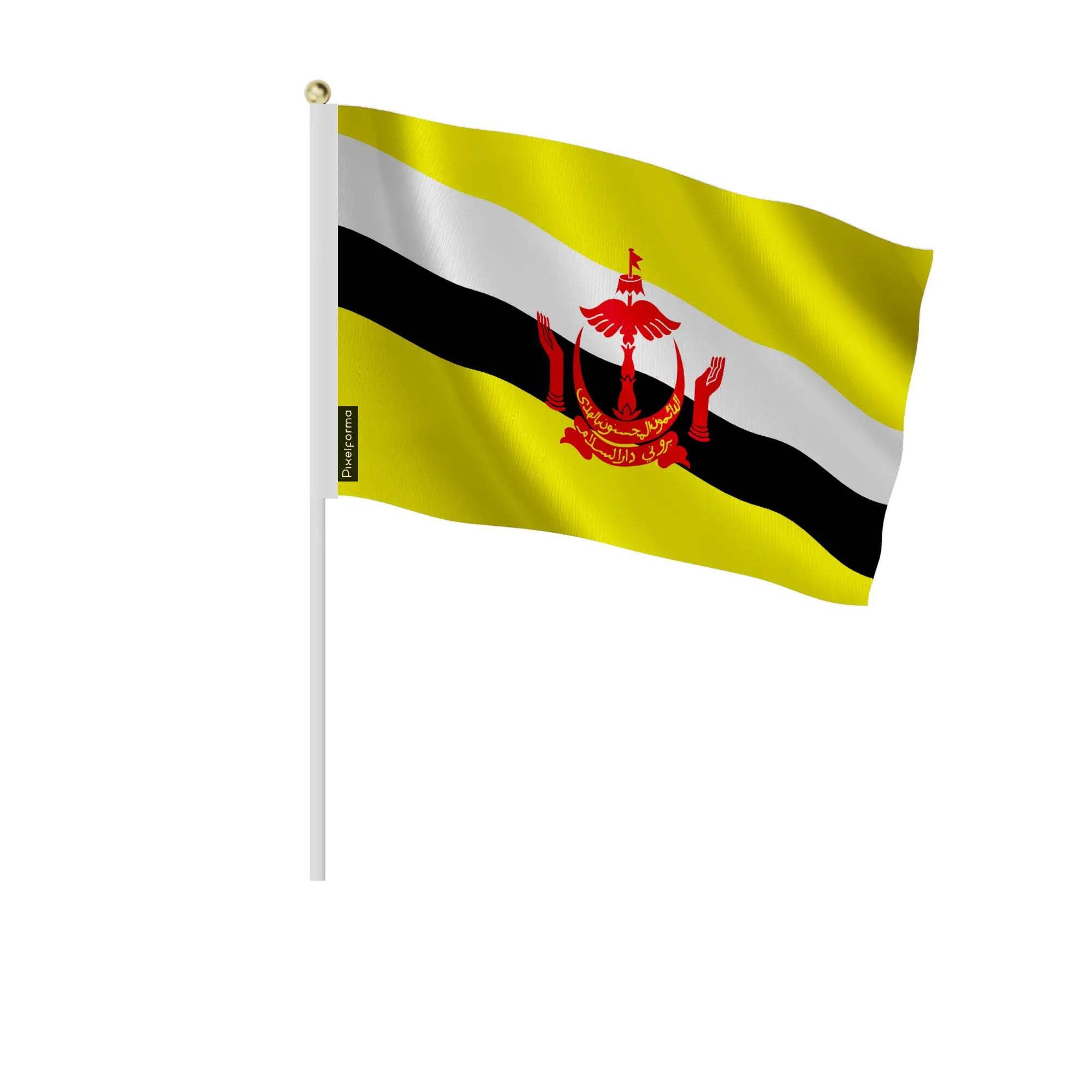 Drapeau Brunei miniature 14x21cm en lot pour décorer facilement un grand banquet