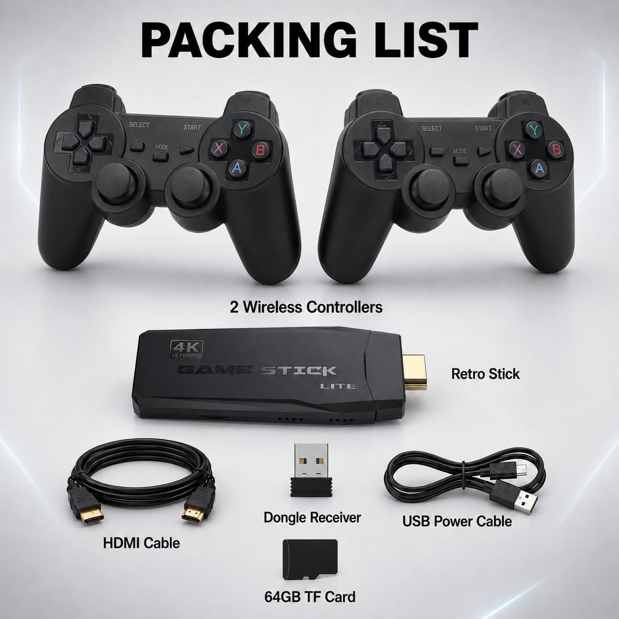 Retro Gaming Console 4K HDMI for TV, 20000 Games & 23 Emulators | 64G, Plug & Play HDMI Retro Stick with Wireless Controllers for TV