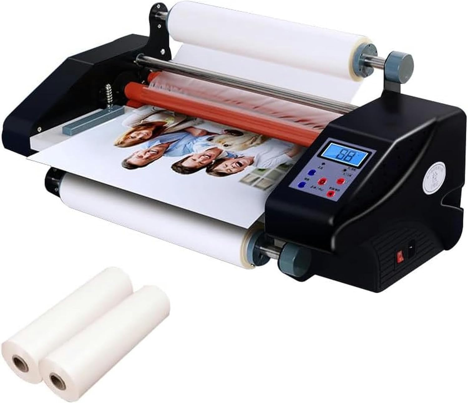 800W Laminator 370mm Wide, Thermal Hot/Cold Roll Laminator, 88-170 Degrees Temperature Adjustment, Portable A3 Laminater, for Office Home School Use~/