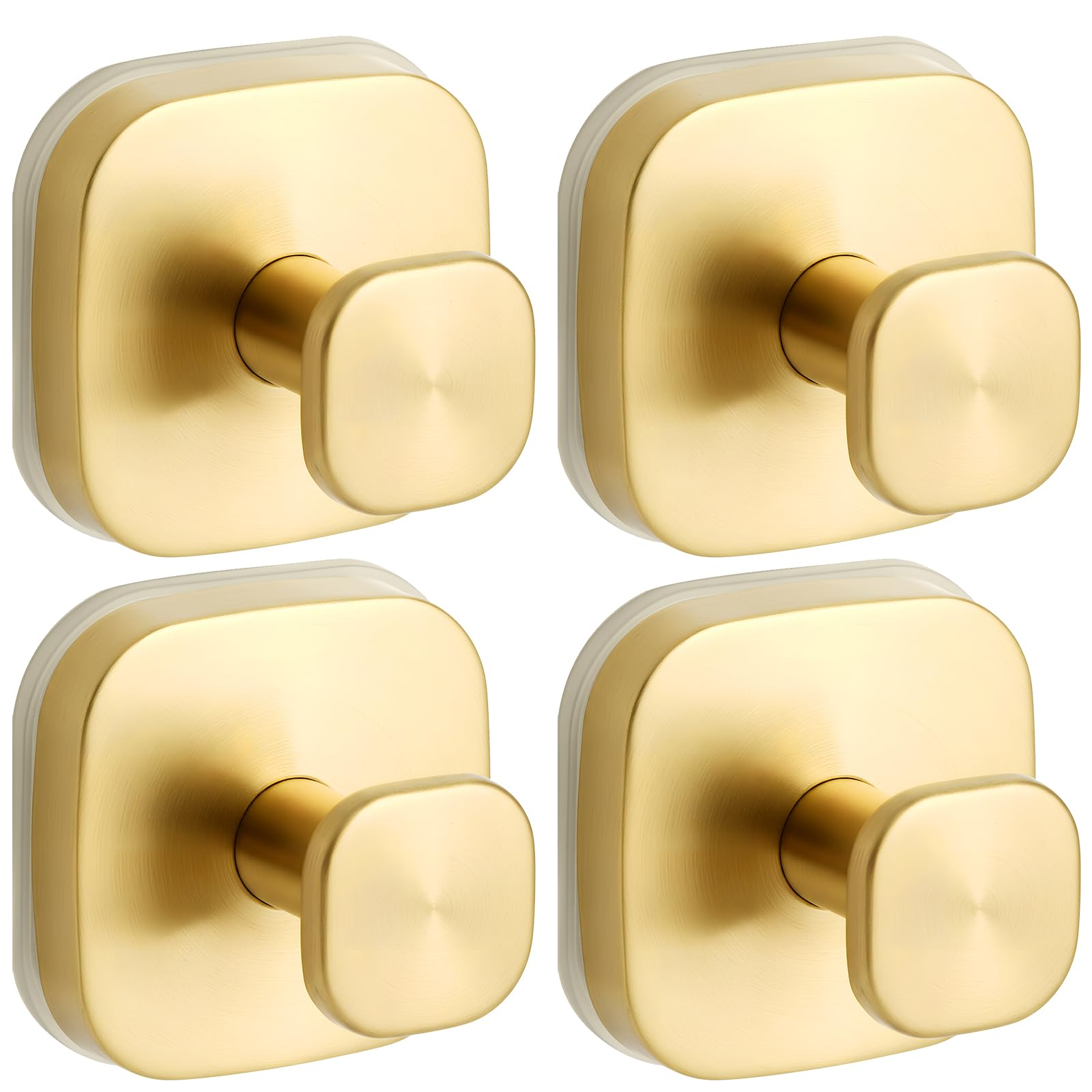 VOSEPO Suction Cup Hooks for Shower, No-Drill Towel Hooks for Bathrooms, Kitchen, Glass Door, Mirror, Tile, Shower Suction Hooks for Hanging Towels, Robe, Loofah, Wreath (Gold, 4 Pack)