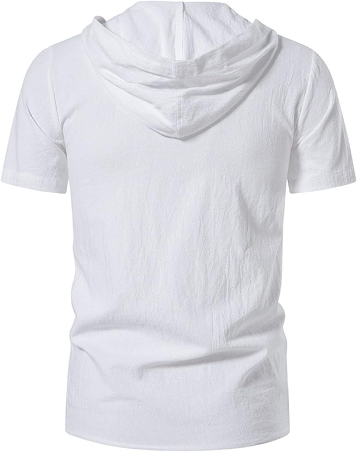 Soluo Men's Cotton Linen Hooded Shirt Short Sleeve V-Neck Drawstring Hoodies T-Shirts Lightweight Hippie Yoga Tee Tops