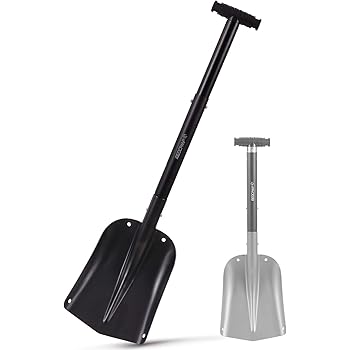 REDCAMP Aluminum Lightweight Snow Shovel for Car Emergency, 21"-32" Durable Compact Collapsible Snowboard Shovel,Black