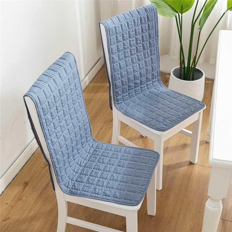 Image of HOMETHREADS Non-Slip Chair Cover-Universal Fit for Kitchen & Dining Chairs-Cushioned Comfort - Stylish Machine Washable Seat Cover-140x40cm (Blue, Pack of 6)