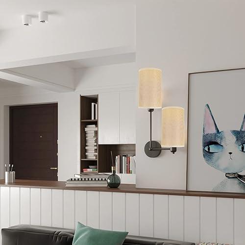 Miniatura 9 de Pantalla de lámpara de tambor, pantalla de lámpara cilíndrica de lino E27, lámpara de construcción de araña, luz de repuesto para lámpara de pie de