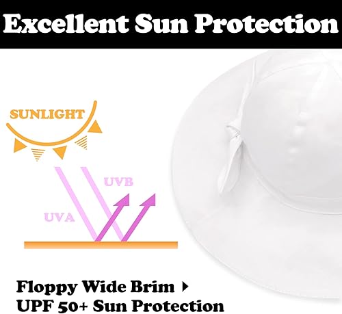 Miniatura 5 de Sombrero de sol para bebé, niña, sombrero de sol para niños, niñas, sombreros de ala ancha, sombrero de playa UPF 50+ de algodón