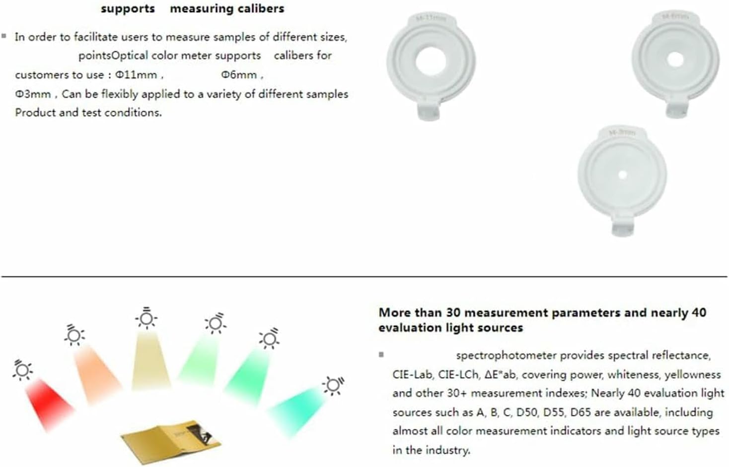 Multi Caliber Spectrophotometer, Digital Spectro Colorimeter, with Repeatability dE*ab≤0.02 More Than 30 Measurement Parameters