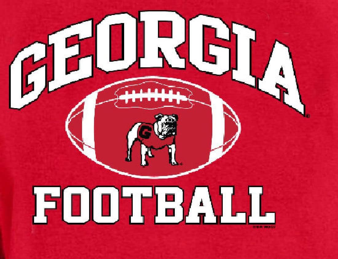 Georgia Dawgs Men's Red Football Graphic Long Sleeve T Shirt - Image 3