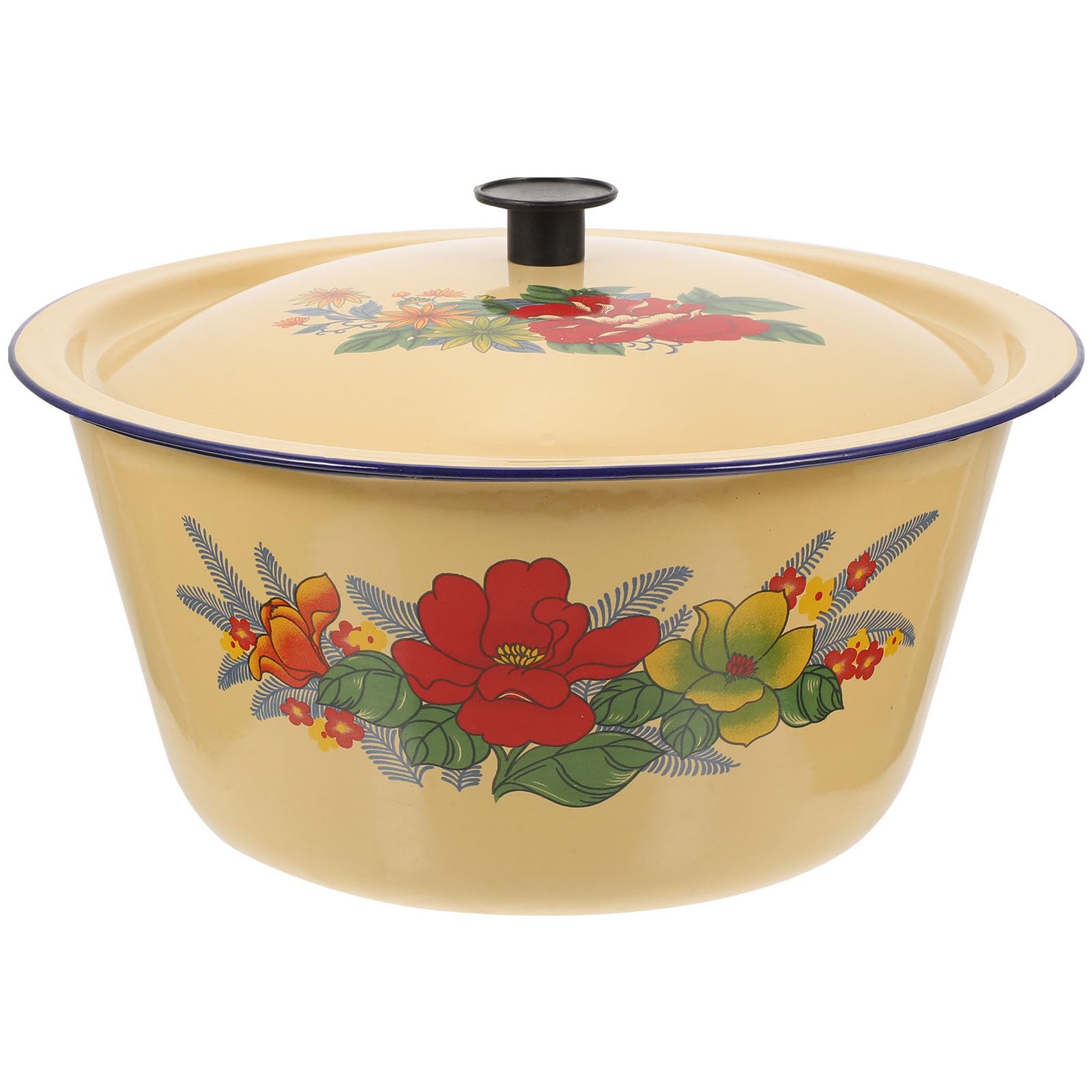 BESTonZON Casserole Émaillée Couvercle Grosse Capacité en Émail, Marmite à Soupe Économe en Énergie Cuisine, Ralentit la Dissipation de Chaleur Plusieurs styles