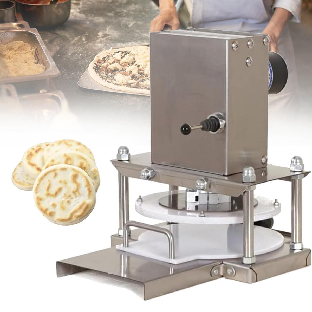 GLJTUO mixers for baking Dough Flour Mixer 8.66'' Dough Roller Sheeter Dough Pastry Presser Dough Sheeter Pizza Press Making Machine, Electric Pizza Dough Pastry Press Machine