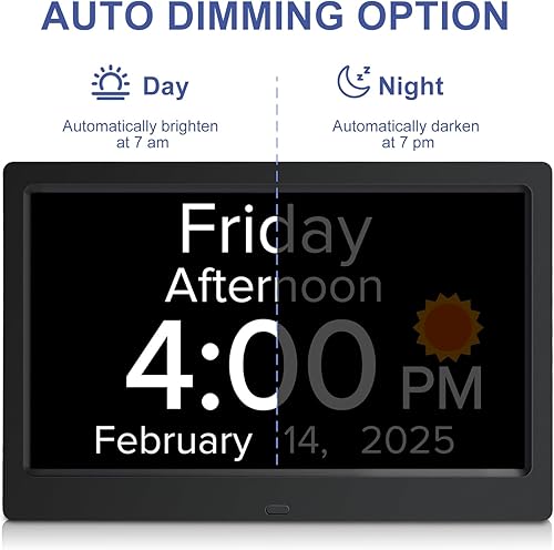 Miniatura 3 de Reloj Despertador Digital de 10.1 Pulgadas con Fecha y Día de la Semana para Personas Mayores con Demencia, Pantalla Grande Clara, Múltiples