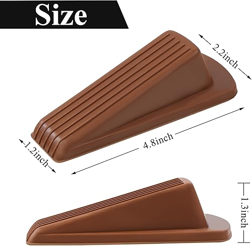 Miniatura 2 de Paquete de 4 topes de puerta para la parte inferior de la puerta, topes de puerta marrones, cuña de tapón de puerta de goma, topes de puerta