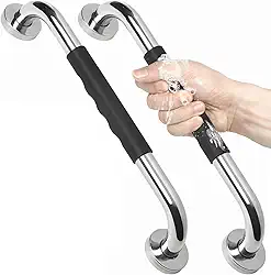 Kit 2 Barras Apoio 40cm, Aço Inox com Silicone Antiderrapante para Idosos, Deficientes e Grávidas - Suporta 230kg (2)