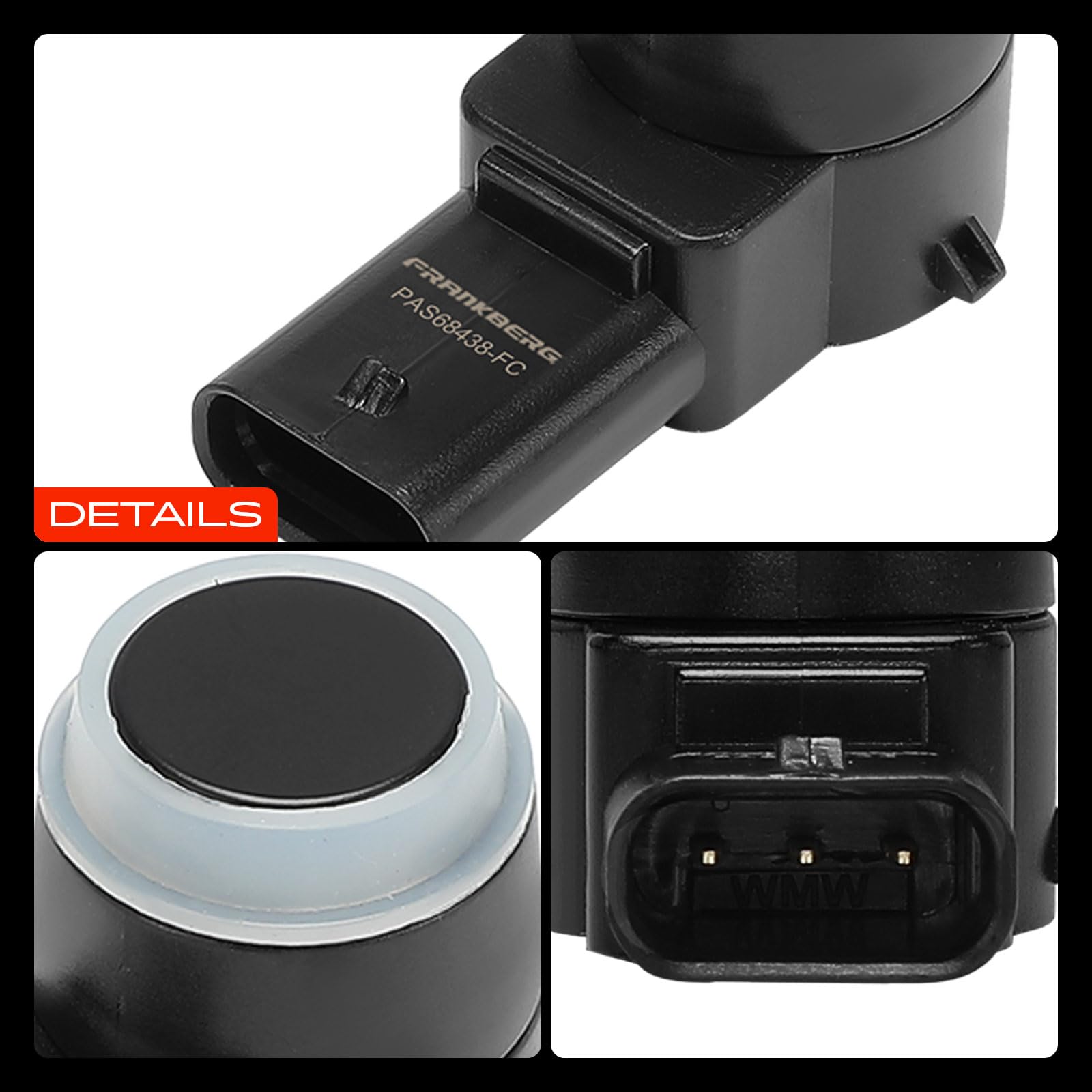 Frankberg 4x Sensor de aparcamiento PDC Delantero Compatible con 307 3A/C 1.4L-2.0L 2000-2012 308 CC 4B 1.6L 2.0L 2009-2014 308 I 4A 4C 1.4L-2.0L 2007-2014 Replace# 2125420118