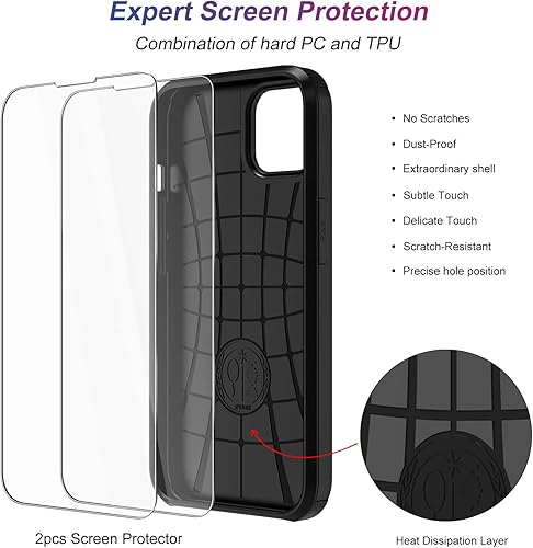 Miniatura 6 de Arichoe Funda protectora resistente compatible con iPhone 15 Plus con tarjetero y protector de pantalla a prueba de golpes para hombres y mujeres