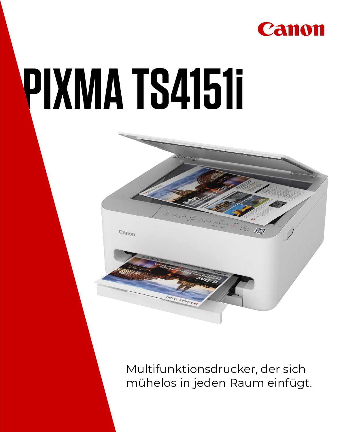 Canon PIXMA TS4151I -WLAN-Multifunktionsdrucker mit Papierkassette und Frontbedienung & Duplexdruck | Kabelloses Drucken vom Smartphone leicht gemacht PIXMA Print Plan kompatibel