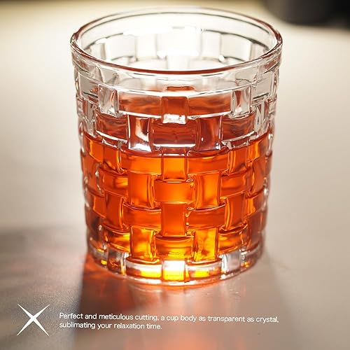Miniatura 3 de Rafer Vaso de whisky irregular (con posavasos de piedra negra) /9.8 onzas (aproximadamente 9.8 fl oz)/bebidas de cóctel escocés/ron/whisky/para
