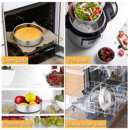 P&P Chef 6 Inch Cake Pan Set Of 2, Stainless Steel Round Baking Layer Pans, Non Toxic & Healthy, Leakproof & Easy Clean, Mirror Finish & Easy Releasing, Oven & Dishwasher Safe #TOP6