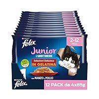 FELIX Le Ghiottonerie Junior - Cibo Umido Gattino 2-12 Mesi, Bocconcini in Gelatina