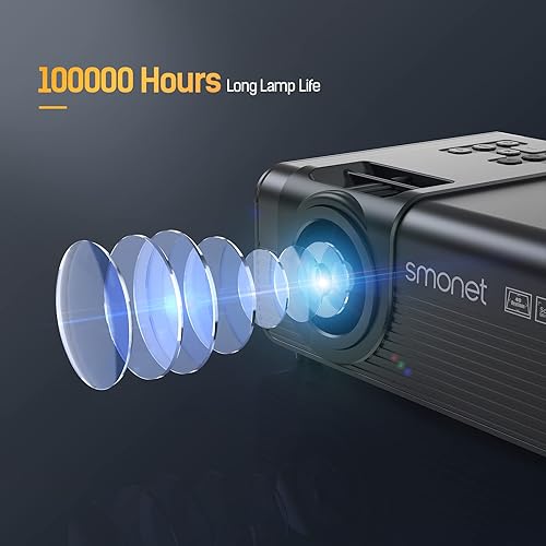 Miniatura 8 de SMONET Proyector Bluetooth 5G WiFi nativo 1080P proyector 4K soporte proyector de película 9500L proyector de exterior video hogar LED iPhone