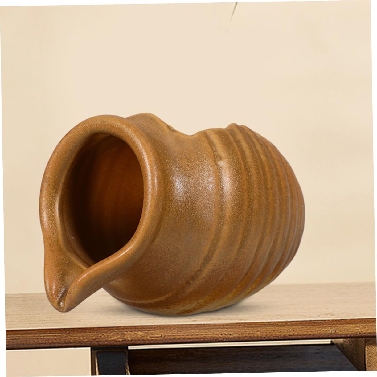 LIFKOME Ceramic Fountain Jar Outdoor Decorative Waterfall Bowl Landscape Jar for Courtyard