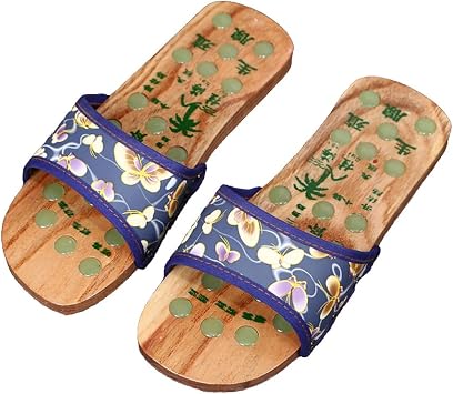 Reflexology Foot Massager Slipper Acupuncture Massage Sandals with Natural Jade Acupoint Massage Shiatsu for Foot Pain Relief Suit for Men and Women M 37 Black Butterfly