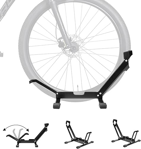 Miniatura 6 de H&ZT Soporte de suelo ligero para bicicleta, 2 unidades de soporte libre portátil para todas las bicicletas, bicicletas de neumáticos gruesos de