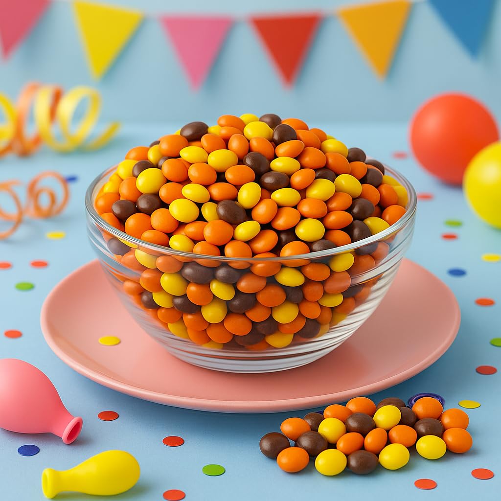 Resse's Peanut Butter Chocolate Candy Pieces 5 LB – Colorful Mini Candy Coated Treats for Baking, Party Favors, Dessert Toppings, Easter Basket Stuffers, 5 Pounds