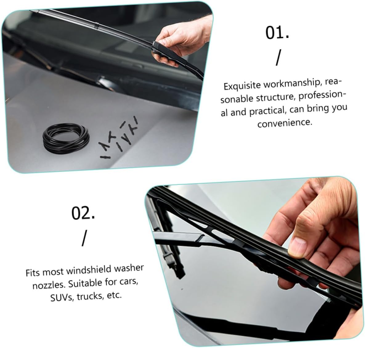 1set Windshield Washer Hose Kit Washer Fluid Hose Straight Connectors Connectors Easy to Install and for Car Windshield Repair