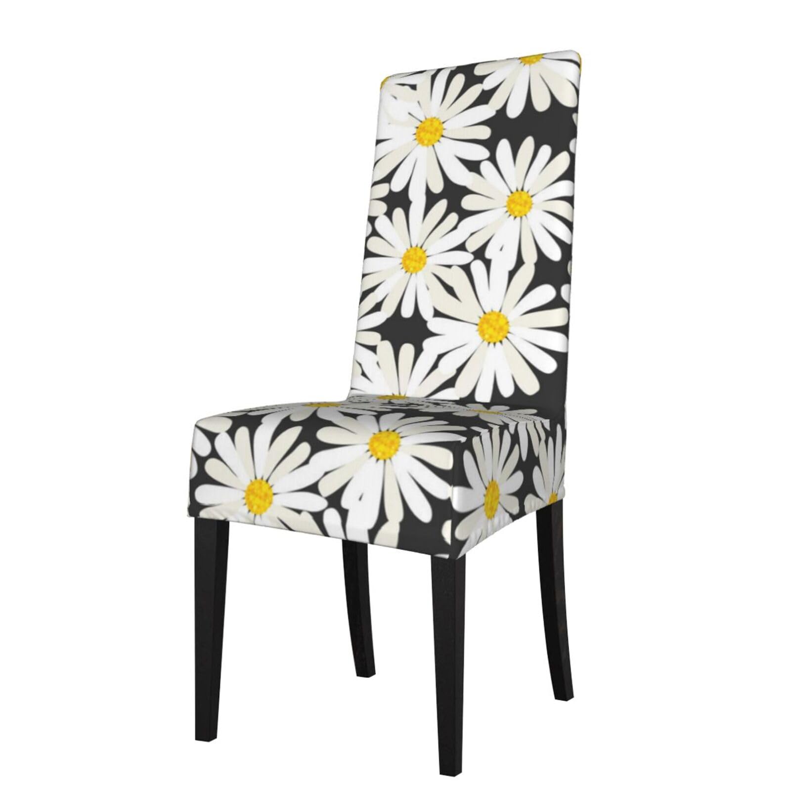 LKYMOH Black White Daisy, Chair Covers Stretch Chair Slipcovers for Dining Room, for Party Pet Protection Universal Fit Soft Polyester