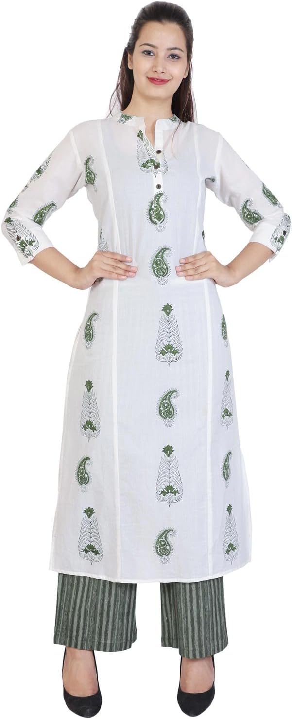 Bright Cotton Women's Cotton Salwar Suit (BCOWN-99W-40_White_Large)