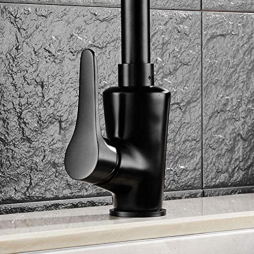Robinet d'évier rétractable noir pivotant avec douchette de cuisine - 7