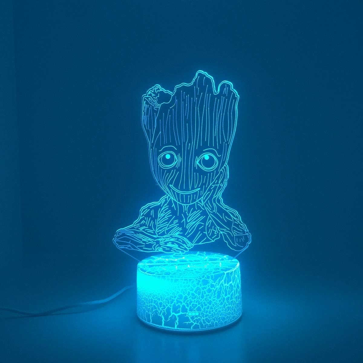 Novelty Groot Baby 3D Lamp Illusion LED USB Lamp Touch RGB 7 Color Touch Changing Table Night Light,Bedside Decoration LED Lamp Birthday Xmas Gift for Boys Girls Kids