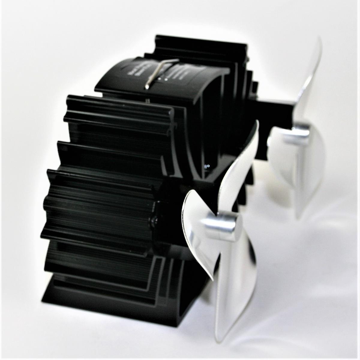 Ventilator für Kaminöfen, Ofenventilator, Kaminventilator, silber 6 Rotorblätter, 13 cm umweltfreundlich- stromlos Doppelventilator