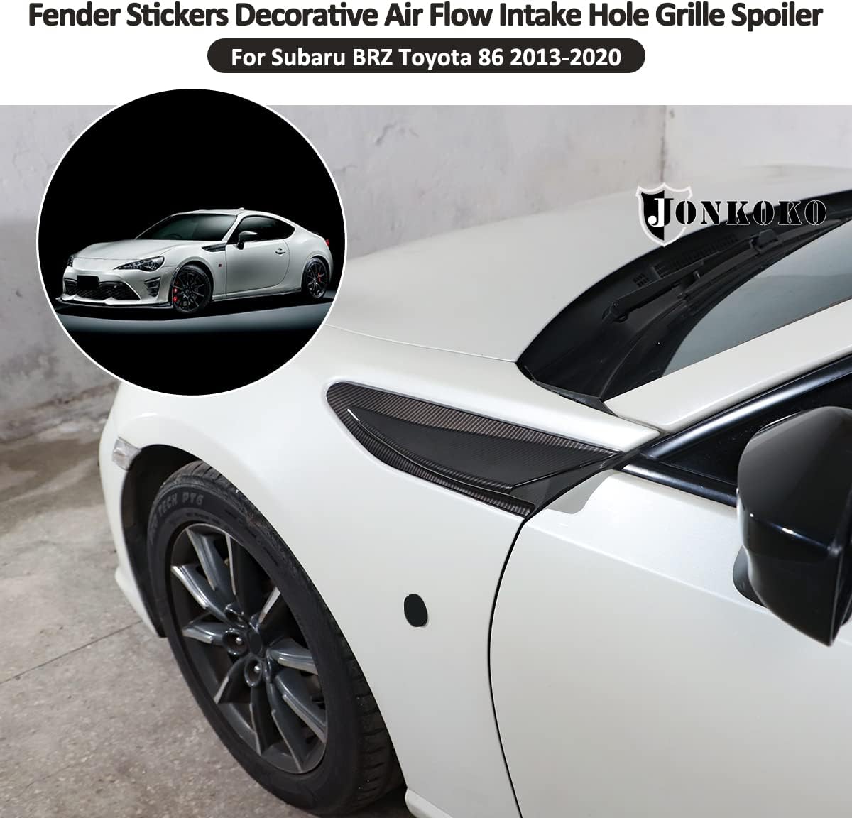 ABS Chrome Side Fender Air Vent Outlet Cover Trim For Subaru BRZ Toyota 86 2013-2021 Accessories Set of 2pcs (Carbon Fiber)