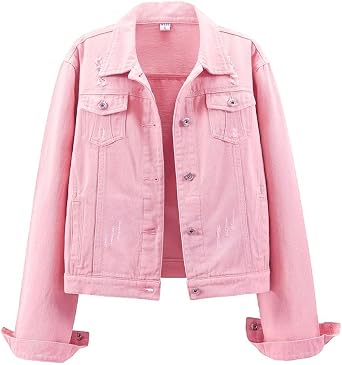 Kedera Womens Denim Jackets Distressed Ripped Long Sleeve Jean Jacket Coats