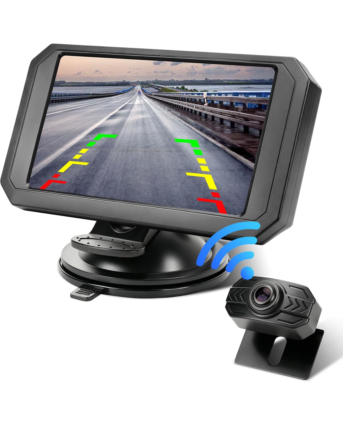 5" 1080P Rückfahrkamera mit Monitor Rückfahrkamera Kabellos Einparkhilfe hinten Kamera mit Monitor und Zigarettenanzünderschalter für Auto, LKW Van SUV IP69 Wasserdicht