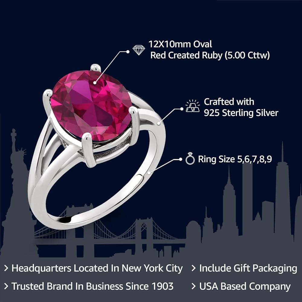Amazon | [Gem Stone King] 5カラット シンセティック ルビー