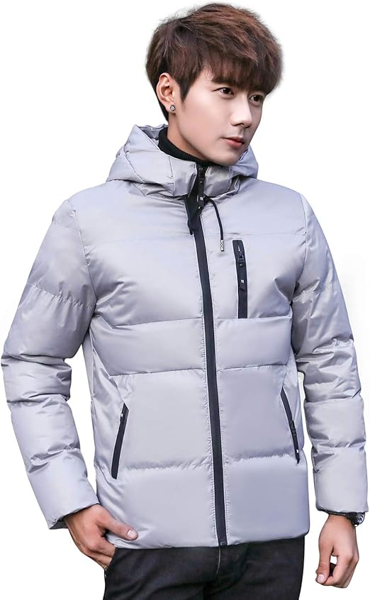 Amazon Gmardar メンズ 中綿ジャケット ボリューム ハーフコート フード付き 分厚い 暖かい 保温 男性 防寒着 上着 冬服 黒 秋 冬 中綿入れ カジュアル ベーシック ショート アウトドア コート ベージュ L コート ジャケット 通販