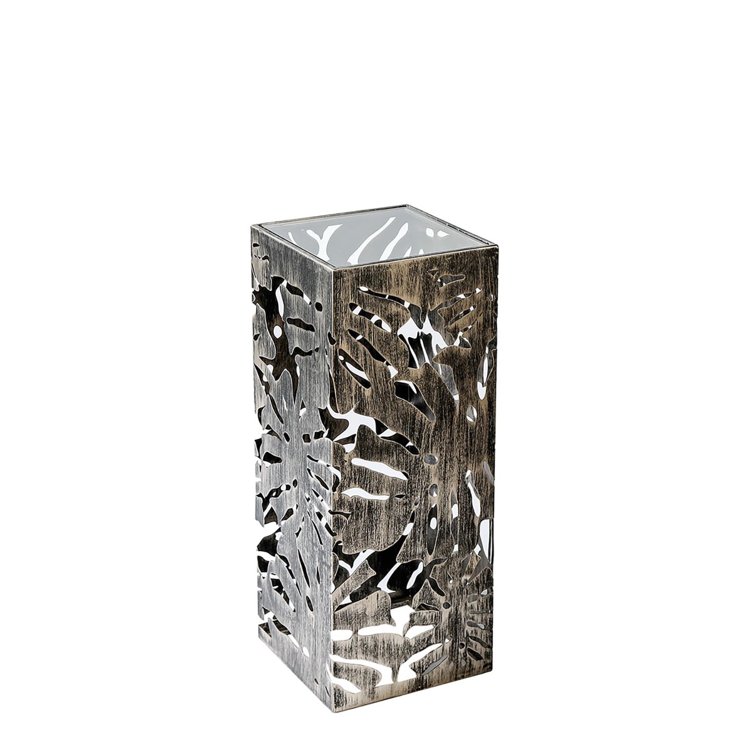 Casablanca Colonna Flora In Metallo Brunito | Altezza 100 Cm Con Piano In Vetro Trasparente | 27x27x100 Cm - 3