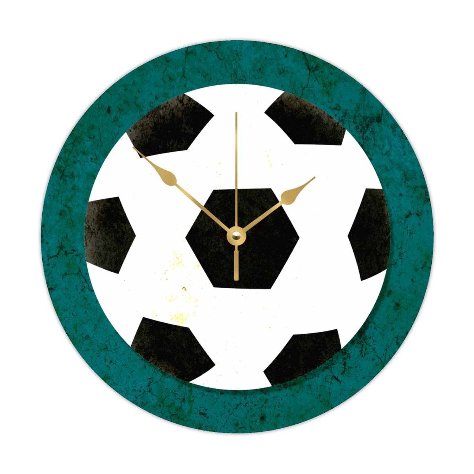 Horloge ronde en bois Merry Christmas Soccer pour passionnés de football et de décoration