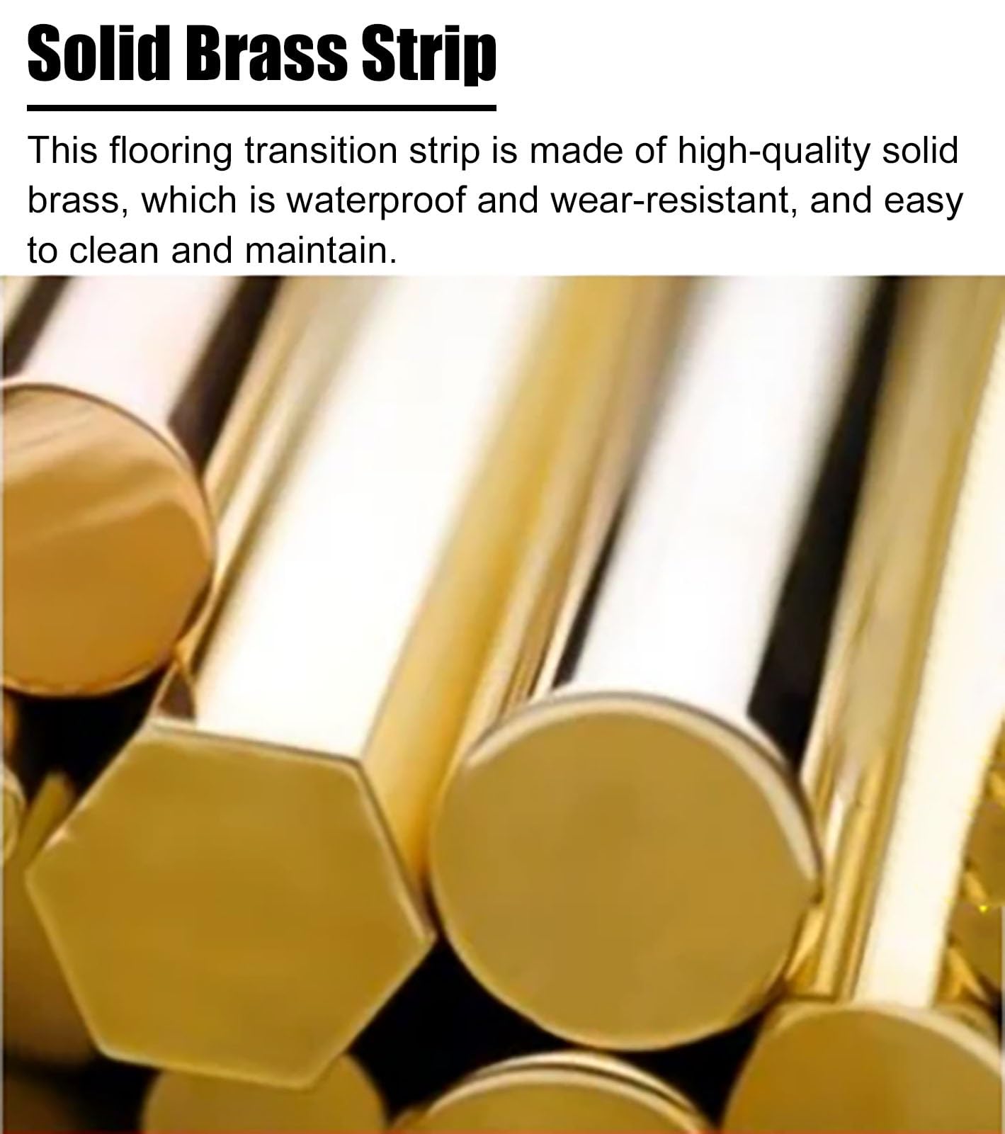 Soglia di Dislivello Pavimento Profilo di Transizione Piatto in Ottone per Giunti, Soglia Sottoporta Spessa 1,5 mm a Superficie Liscia, Profilo di Finitura per Pavimenti(Natural Brass,W 15mm(5/8in))