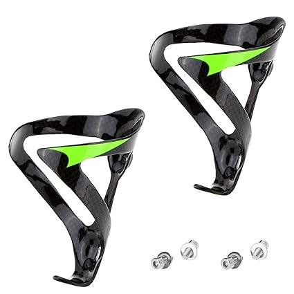 2pcs Full C n Fiber Super Light Bike C n Fiber Glossy Water Bottle Holder Cage (Green) -Layfoo