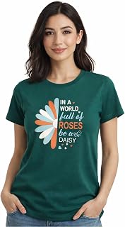 zenifit Women Loose Fit T-Shirt Cotton Blend Half Sleeve Multicolor Casual Wear Comfortable Round Neck Graphic Tee Size -S... Price In India