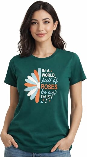 zenifit Women Loose Fit T-Shirt Cotton Blend Half Sleeve Multicolor Casual Wear Comfortable Round Neck Graphic Tee Size -S...