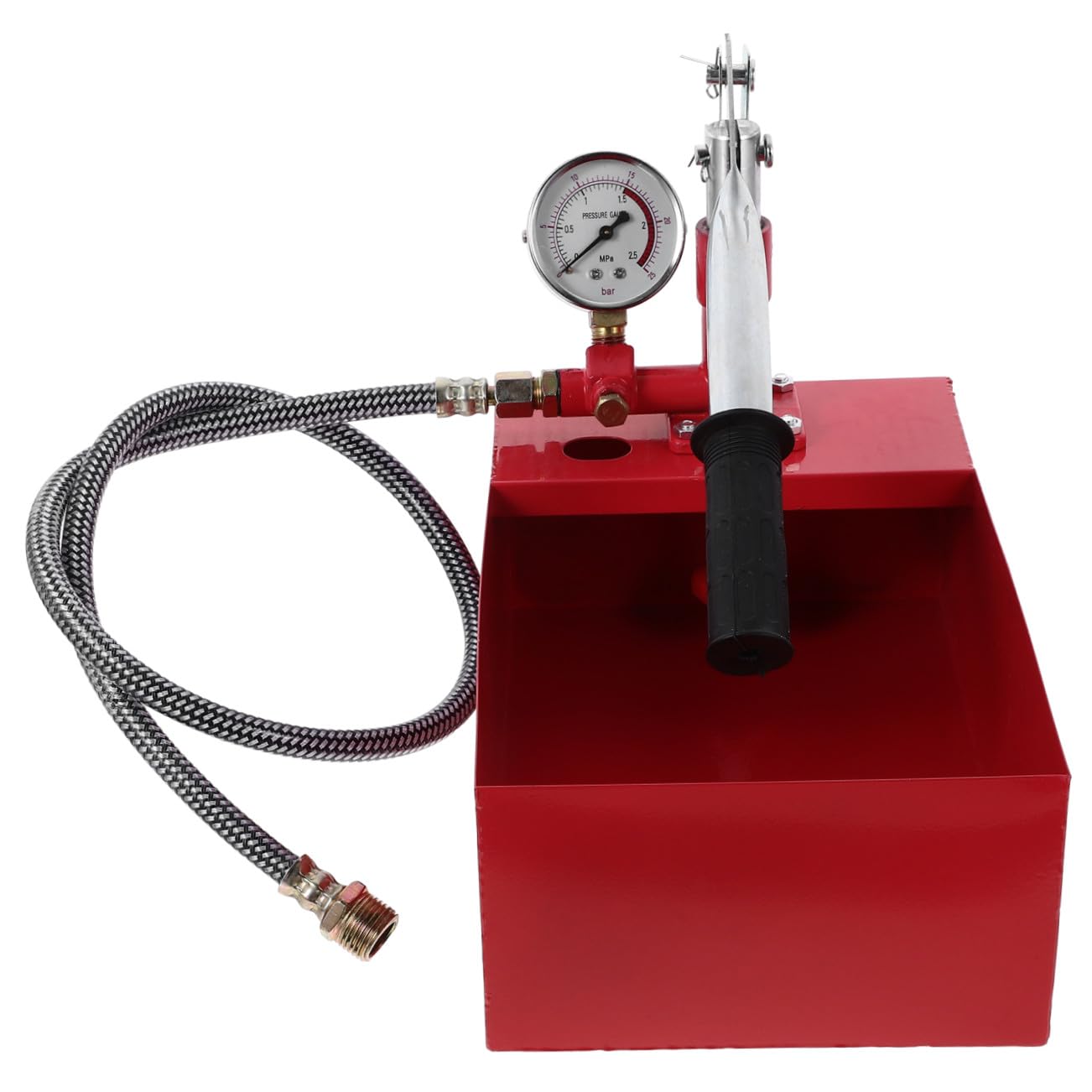 Bomba de Prueba de Presión de Agua Manual 25kg, Cuerpo de Aluminio | Bomba para Prueba de Presión Manómetro de Visualización Clara y Esfera Grande Color Aleatorio Estilo Aleatorio