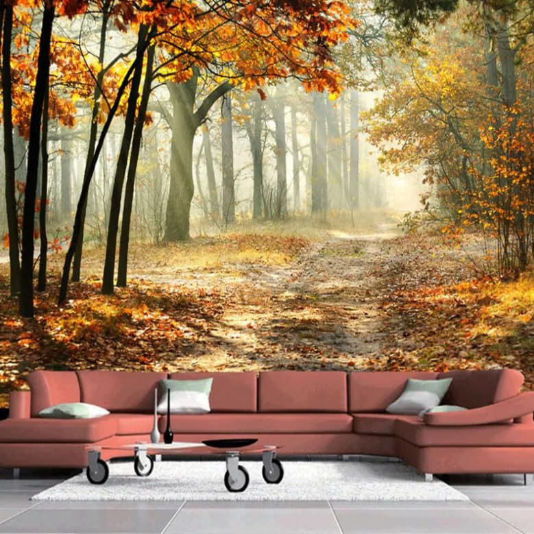 Forêt d'automne 3D : sublimez votre salon avec ce grand papier peint mural